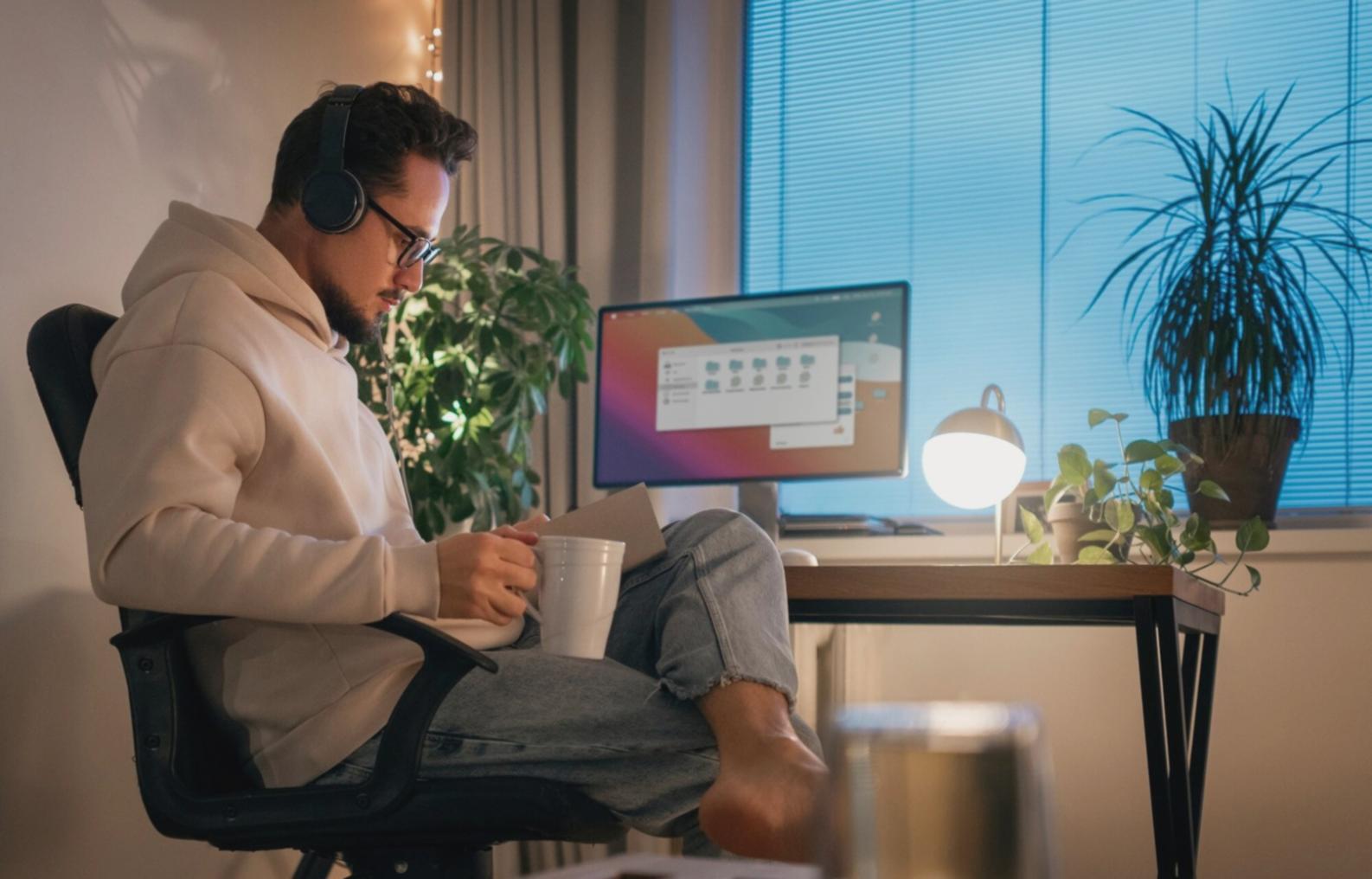 Financial analysis workspace with market data and reports